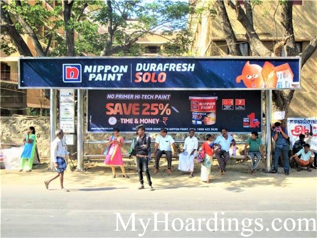 OOH Advertising Chennai, Bus Shelter Hoardings Agency at  Thirumangalam Main Road, Opp Golden Flats in chennai